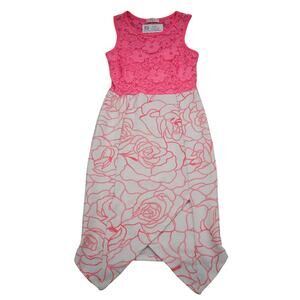 Lette USA Dress Womens M Pink Floral Lace Sleeveless Scoop Neck Outwear